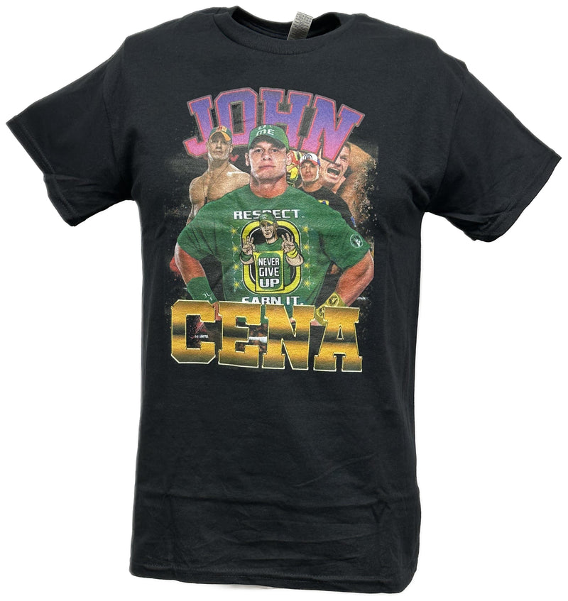 Load image into Gallery viewer, John Cena Four Faces Mens Black T-shirt by EWS | Extreme Wrestling Shirts