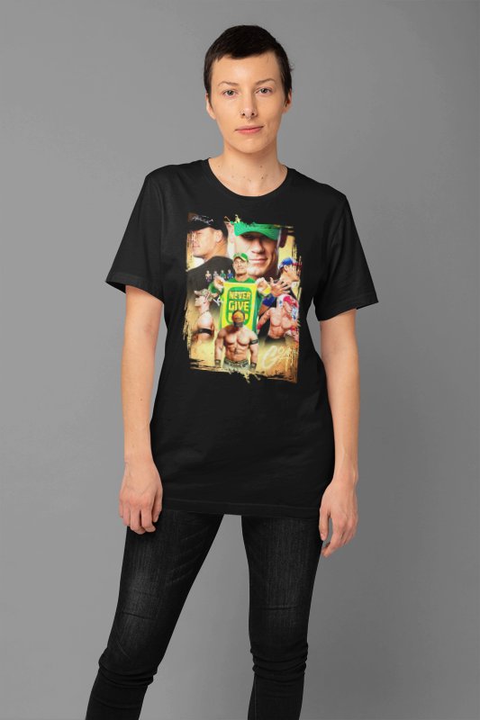 Load image into Gallery viewer, John Cena GOAT Never Give Up Mens Black T-shirt by EWS | Extreme Wrestling Shirts