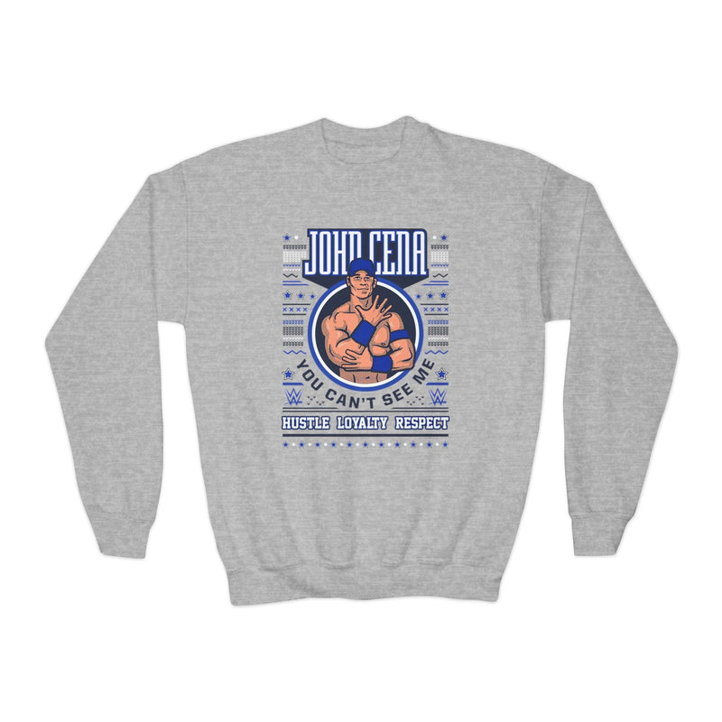 Load image into Gallery viewer, John Cena Grey Ugly Christmas Skull Kids Youth Sweater Sweatshirt by EWS | Extreme Wrestling Shirts