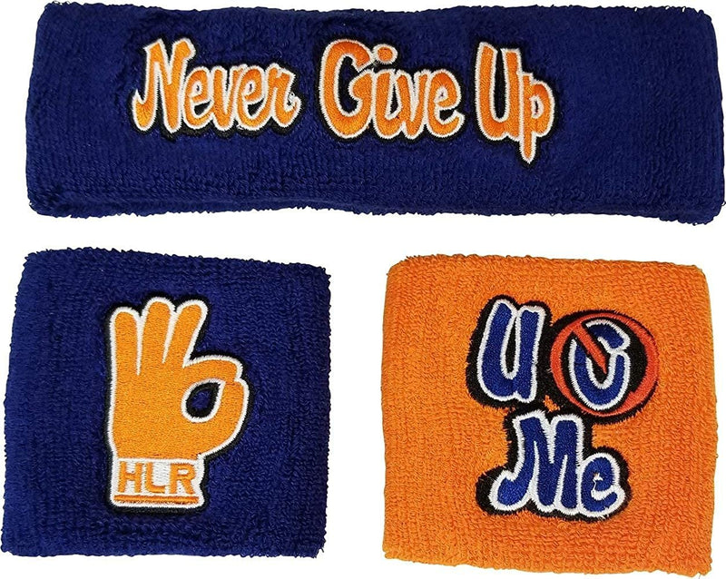 Load image into Gallery viewer, John Cena Headband Wristband Sweatband Set Choice of Color-Blue/Orange by WWE | Extreme Wrestling Shirts
