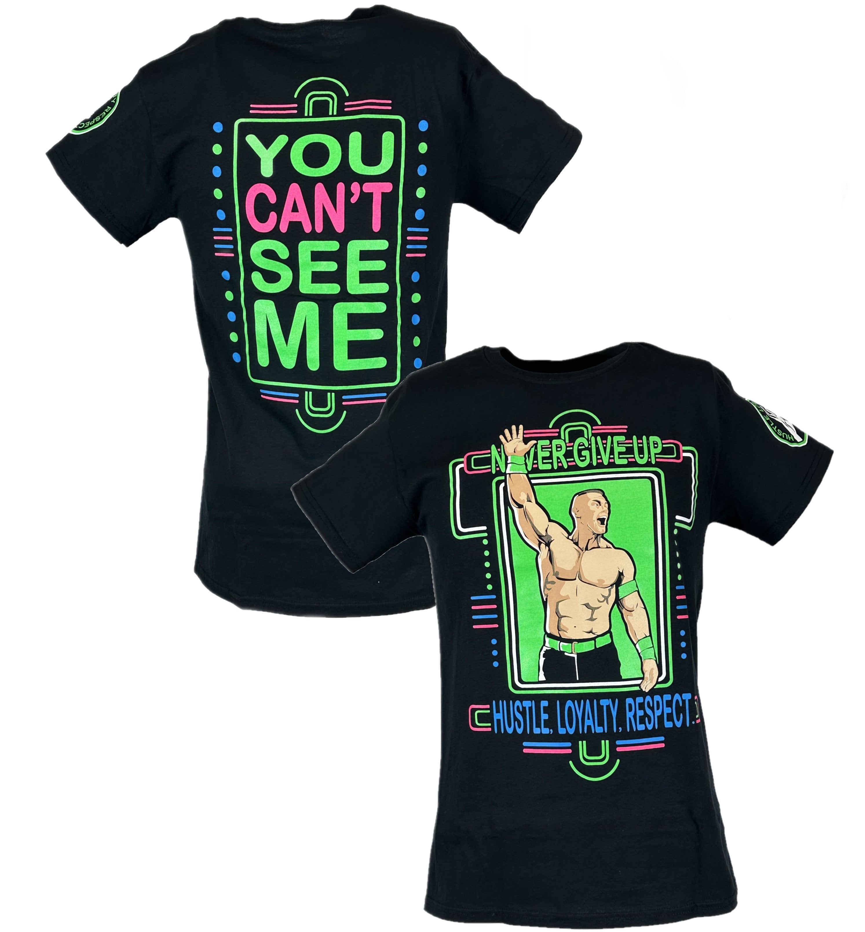 john cena gear John Cena Neon Green Never Give Up Mens T-Shirt Mens XL