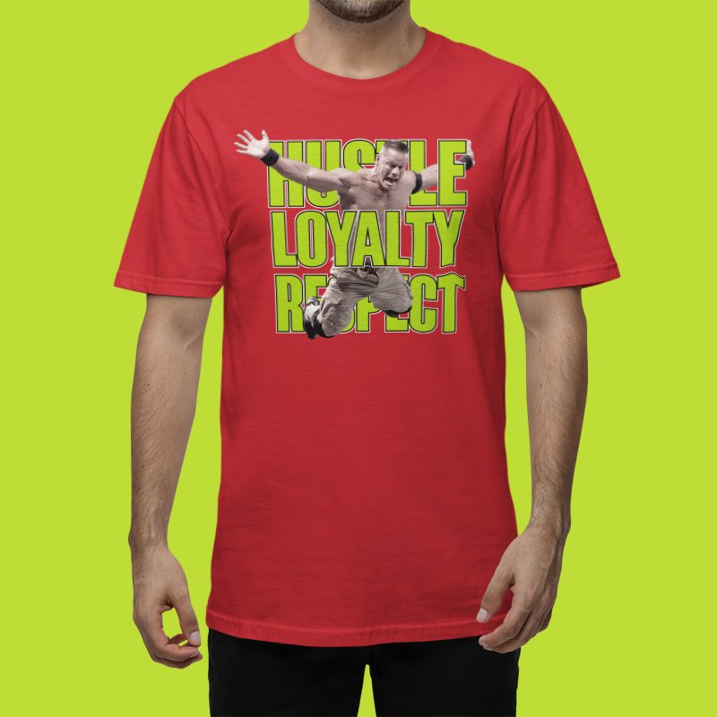 Load image into Gallery viewer, John Cena Neon HLR WWE Mens Red T-shirt by EWS | Extreme Wrestling Shirts