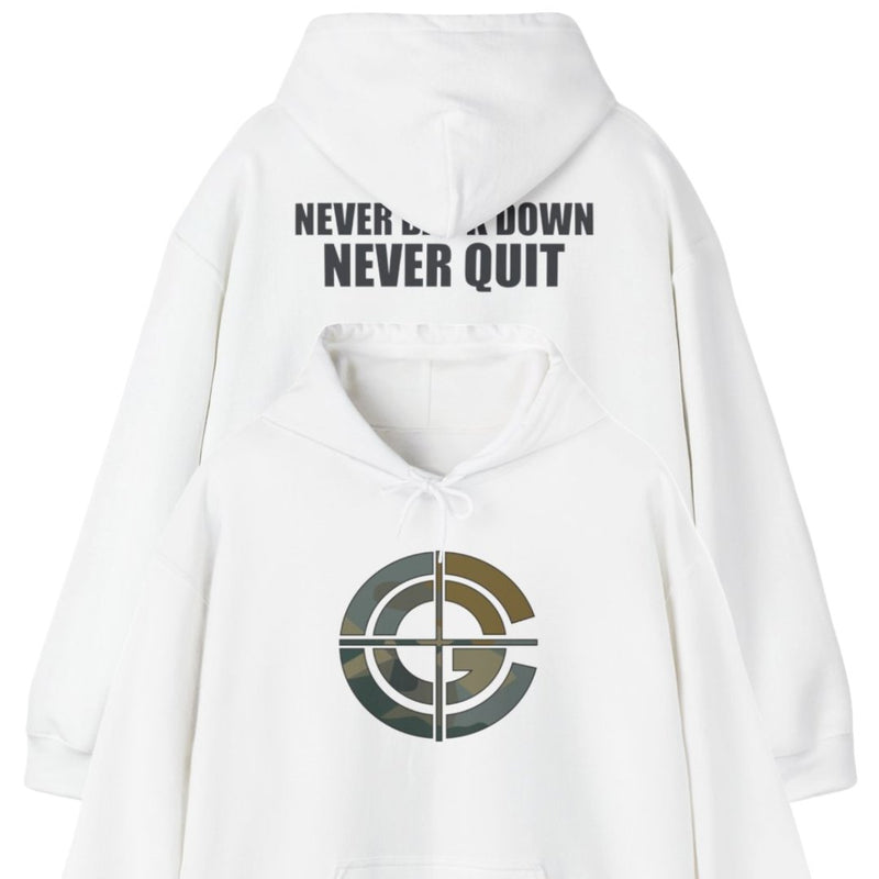 Load image into Gallery viewer, John Cena Never Back Down Never Quit White Pullover Hoody Sweatshirt by EWS | Extreme Wrestling Shirts