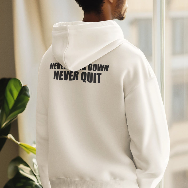Load image into Gallery viewer, John Cena Never Back Down Never Quit White Pullover Hoody Sweatshirt by EWS | Extreme Wrestling Shirts