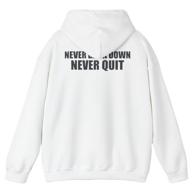 Load image into Gallery viewer, John Cena Never Back Down Never Quit White Pullover Hoody Sweatshirt by EWS | Extreme Wrestling Shirts