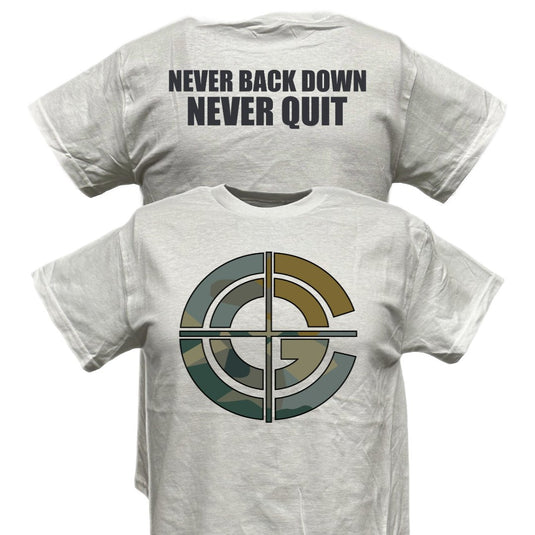 John Cena Never Back Down Never Quit White T-shirt by EWS | Extreme Wrestling Shirts