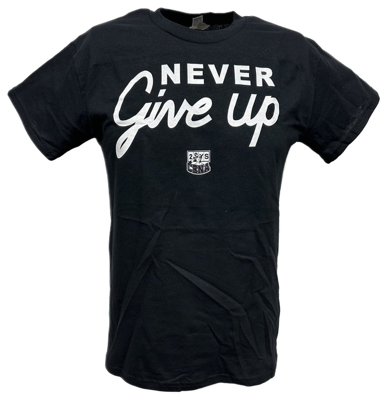 Load image into Gallery viewer, John Cena Never Give Up White Logo T-shirt by EWS | Extreme Wrestling Shirts