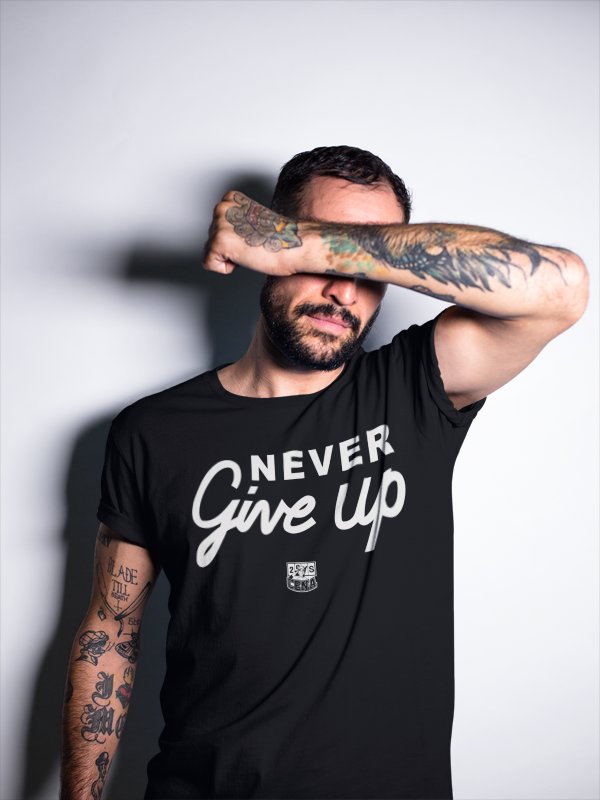 Load image into Gallery viewer, John Cena Never Give Up White Logo T-shirt by EWS | Extreme Wrestling Shirts