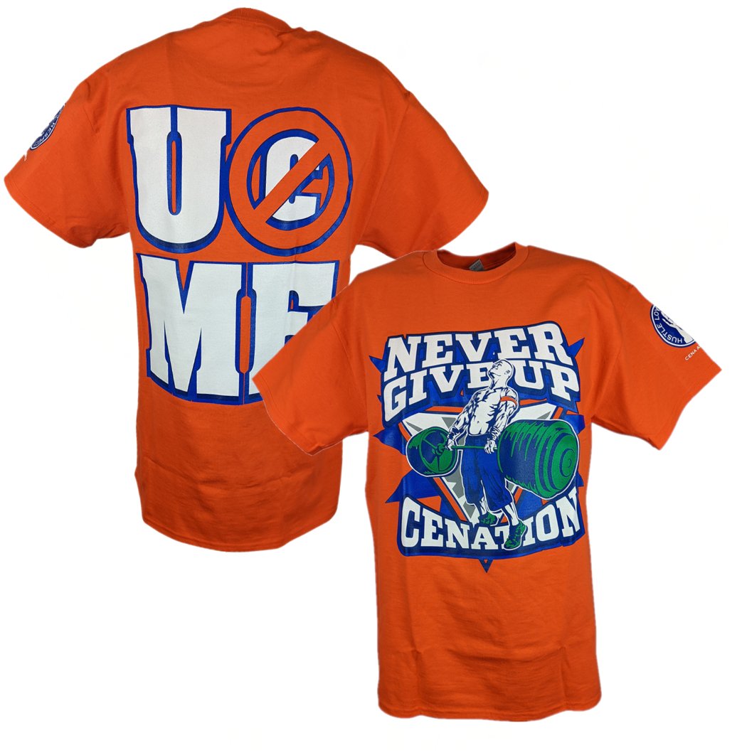 John Cena Orange Never Give Up Mens T-Shirt – Extreme Wrestling Shirts