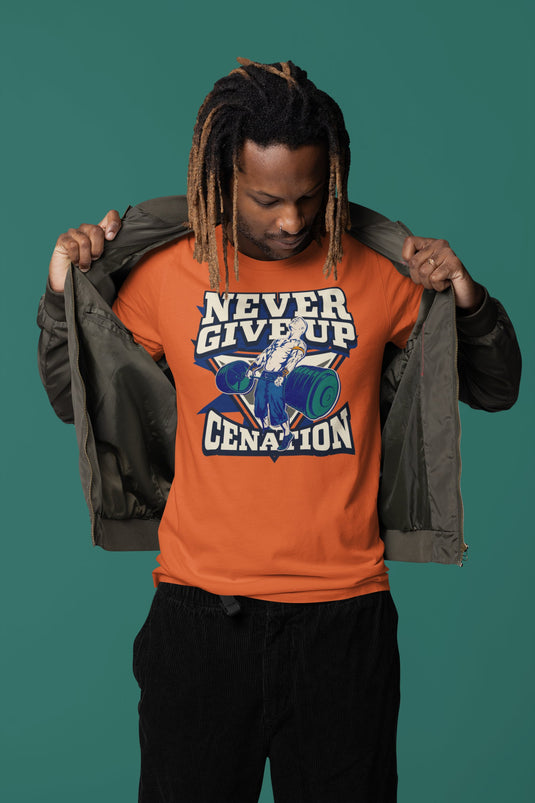 John Cena Orange Never Give Up Mens T-Shirt Sports Mem, Cards & Fan Shop > Fan Apparel & Souvenirs > Wrestling by EWS | Extreme Wrestling Shirts