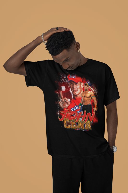 Load image into Gallery viewer, John Cena Red Fury Mens WWE Black T-shirt by WWE | Extreme Wrestling Shirts