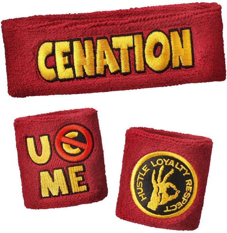 Load image into Gallery viewer, John Cena U Can't See Me Red Gold Headband Wristbands Sweatbands Set by pompamhome | Extreme Wrestling Shirts