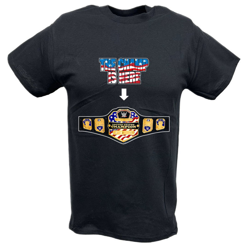Load image into Gallery viewer, John Cena United States Champ Is Here Mens USA Black T-shirt by EWS | Extreme Wrestling Shirts