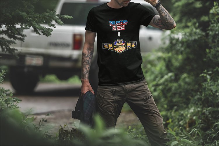 Load image into Gallery viewer, John Cena United States Champ Is Here Mens USA Black T-shirt by EWS | Extreme Wrestling Shirts