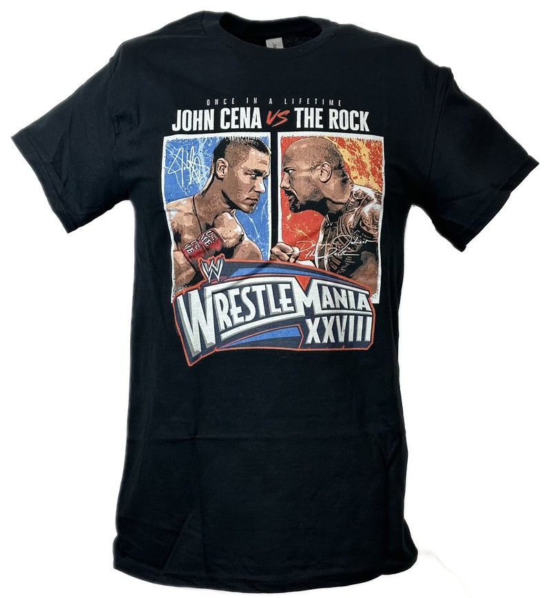 Load image into Gallery viewer, John Cena Vs The Rock Match WrestleMania 28 XXVIII Black T-shirt by EWS | Extreme Wrestling Shirts