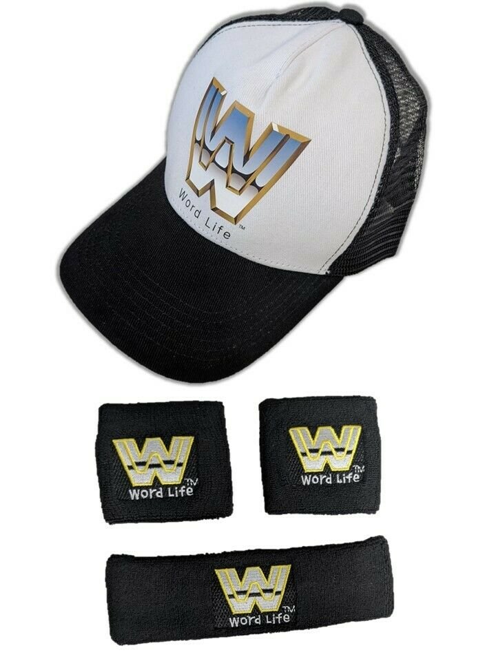 Load image into Gallery viewer, John Cena Word Life Black White Baseball Hat Headband Wristband Set WWF WWE Sports Mem, Cards & Fan Shop > Fan Apparel & Souvenirs > Wrestling by Freeze | Extreme Wrestling Shirts
