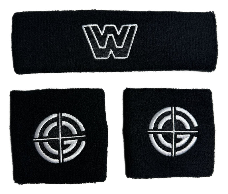 Load image into Gallery viewer, John Cena Word Life White Logo Headband Wristband Set by EWS | Extreme Wrestling Shirts