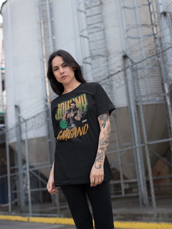 Load image into Gallery viewer, Johnny Gargano NXT Pose Black T-shirt by EWS | Extreme Wrestling Shirts