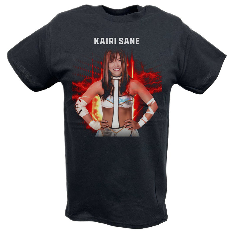 Load image into Gallery viewer, Kairi Sane Red Fire Black T-shirt by EWS | Extreme Wrestling Shirts