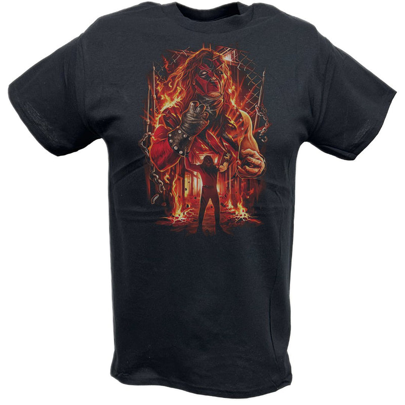Load image into Gallery viewer, Kane The Big Red Machine Fireball Black T-shirt by EWS | Extreme Wrestling Shirts