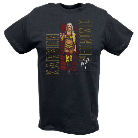 Karmen Petrovic Vertical Black T-shirt by EWS | Extreme Wrestling Shirts