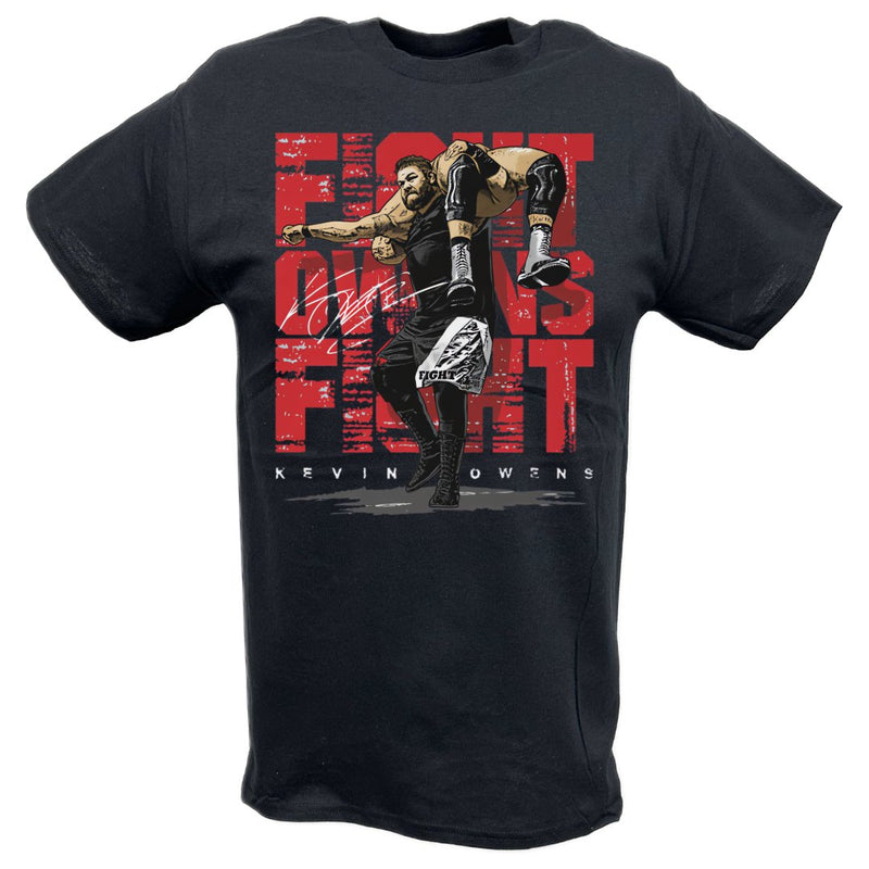 Load image into Gallery viewer, Kevin Owens Fight Neckbreaker Black T-shirt by EWS | Extreme Wrestling Shirts