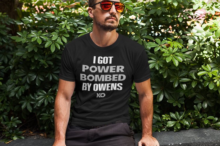 Load image into Gallery viewer, Kevin Owens I Got Power Bombed Mens Black T-shirt by EWS | Extreme Wrestling Shirts