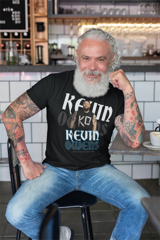 Load image into Gallery viewer, Kevin Owens Pose Black T-shirt by EWS | Extreme Wrestling Shirts