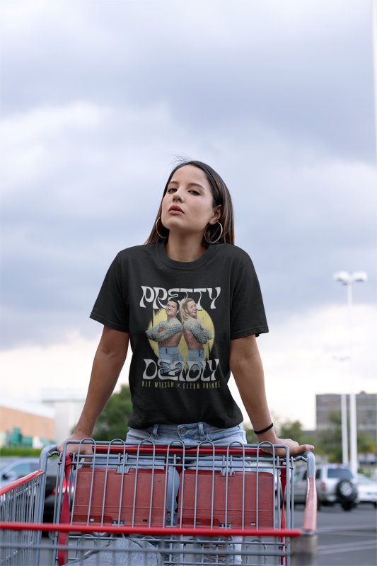 Load image into Gallery viewer, Kit Wilson Elton Prince Pretty Deadly Duo Black T-shirt by EWS | Extreme Wrestling Shirts