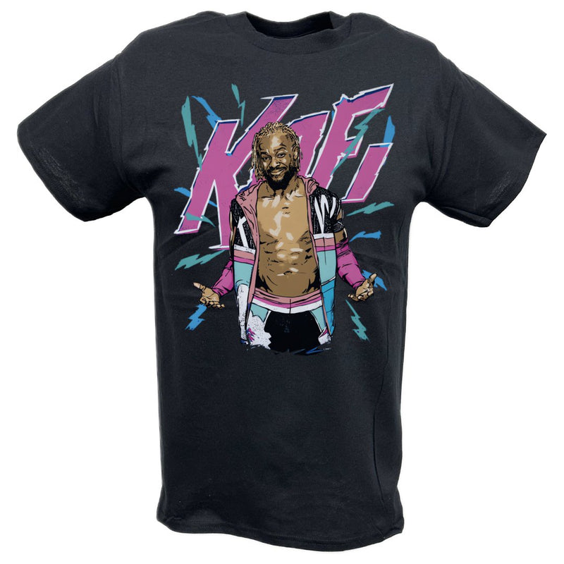 Load image into Gallery viewer, Kofi Kingston Lightning Black T-shirt by EWS | Extreme Wrestling Shirts