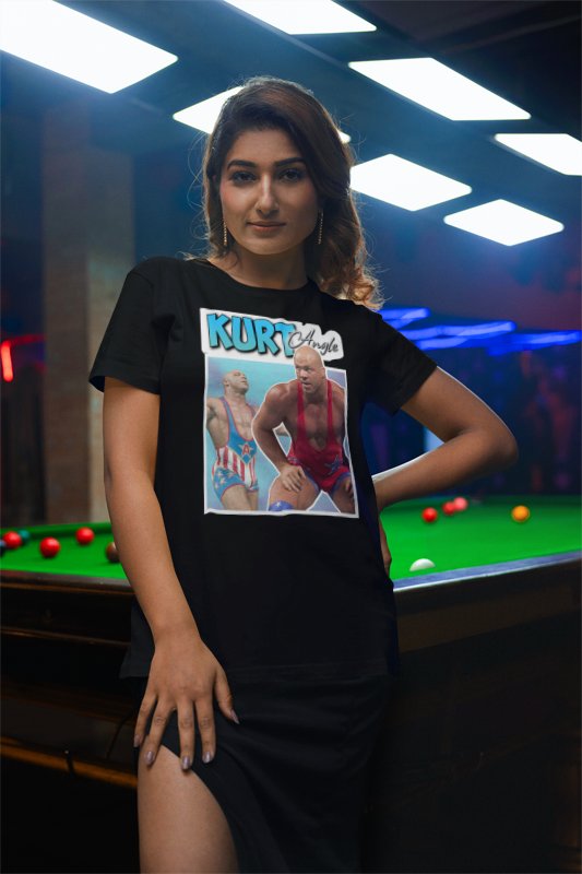 Load image into Gallery viewer, Kurt Angle Blue Logo T-shirt by EWS | Extreme Wrestling Shirts