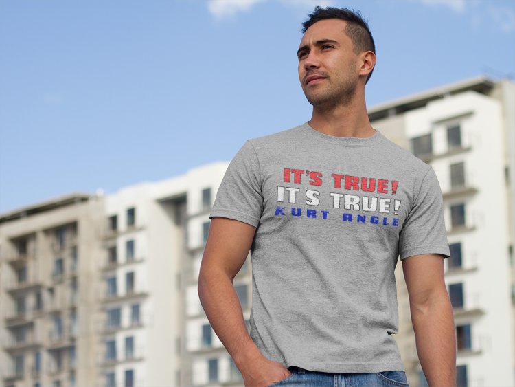 Load image into Gallery viewer, Kurt Angle It's True #1 Mens Gray T-shirt by WWE | Extreme Wrestling Shirts