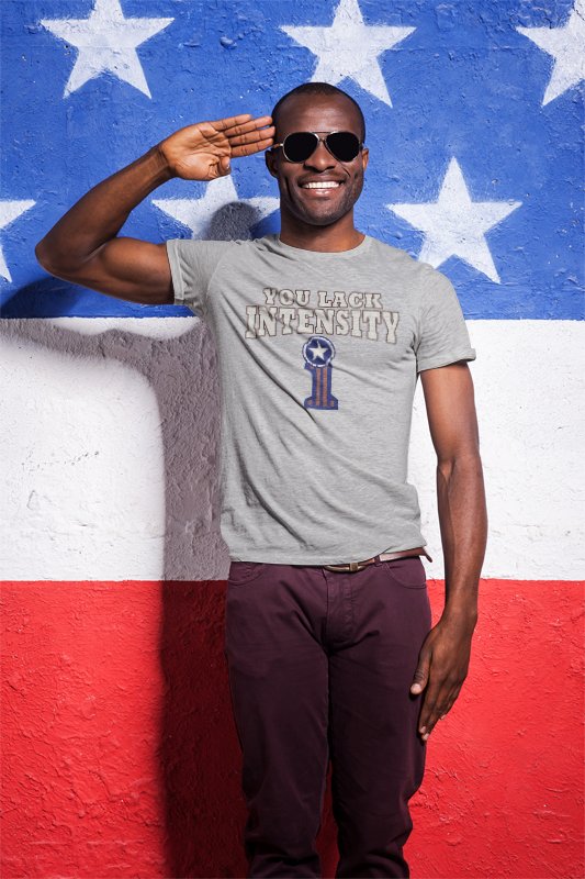 Load image into Gallery viewer, Kurt Angle You Lack Intensity It's True Gray T-shirt by EWS | Extreme Wrestling Shirts