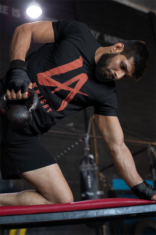 Load image into Gallery viewer, LA Knight Big Red Logo Black T-shirt by EWS | Extreme Wrestling Shirts