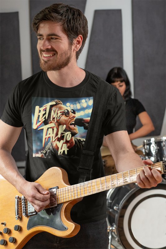 Load image into Gallery viewer, LA Knight Let Me Talk To Ya Poster Print Back T-shirt by EWS | Extreme Wrestling Shirts