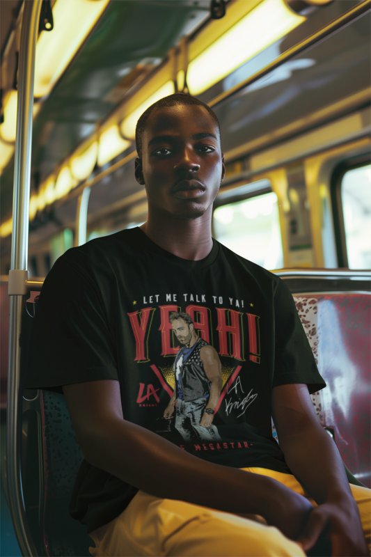 Load image into Gallery viewer, LA Knight The Megastar Black T-shirt by EWS | Extreme Wrestling Shirts