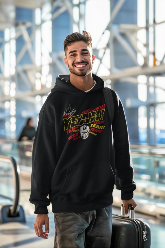 LA Knight Yeah Logo Black Hoody Sweatshirt by EWS | Extreme Wrestling Shirts