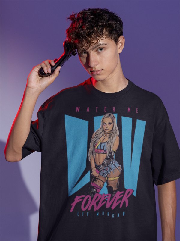 Load image into Gallery viewer, Liv Morgan Watch Me Liv Forever Black T-shirt by EWS | Extreme Wrestling Shirts