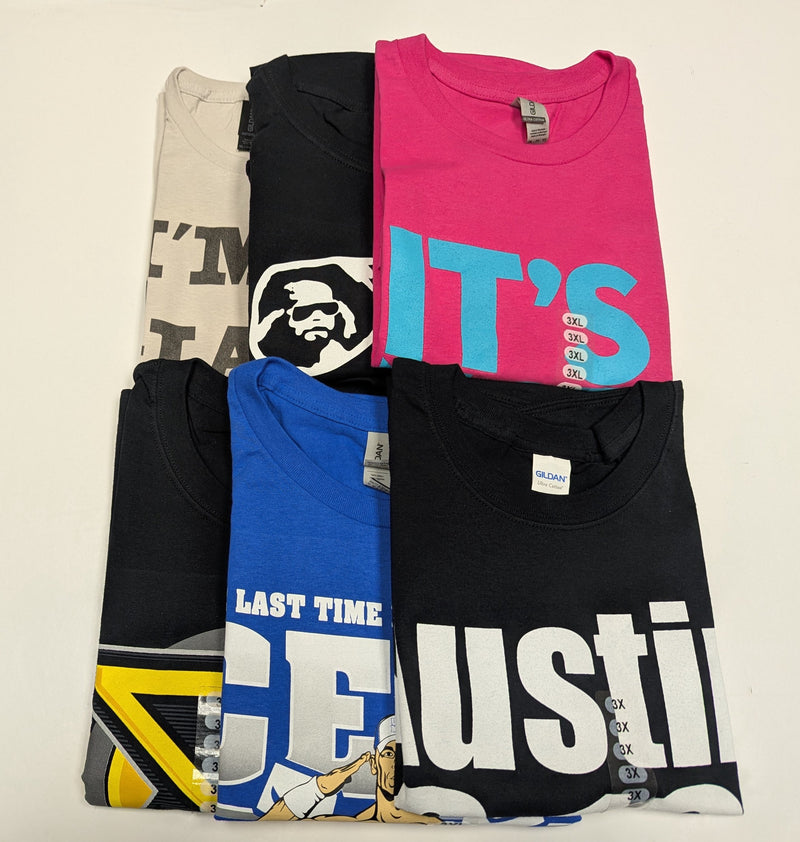 Load image into Gallery viewer, Lot of 6 Men Size 3XL T-shirts | Cena Orton Undertaker The Rock (3XL) by EWS | Extreme Wrestling Shirts