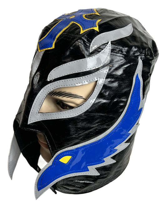 Lucha Libre Adult Size Pro Wrestling Mask Black-Silver by EWS | Extreme Wrestling Shirts