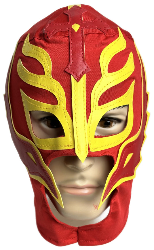 Lucha Libre Adult Size Pro Wrestling Mask Red-Yellow by Extreme Wrestling Shirts | Extreme Wrestling Shirts