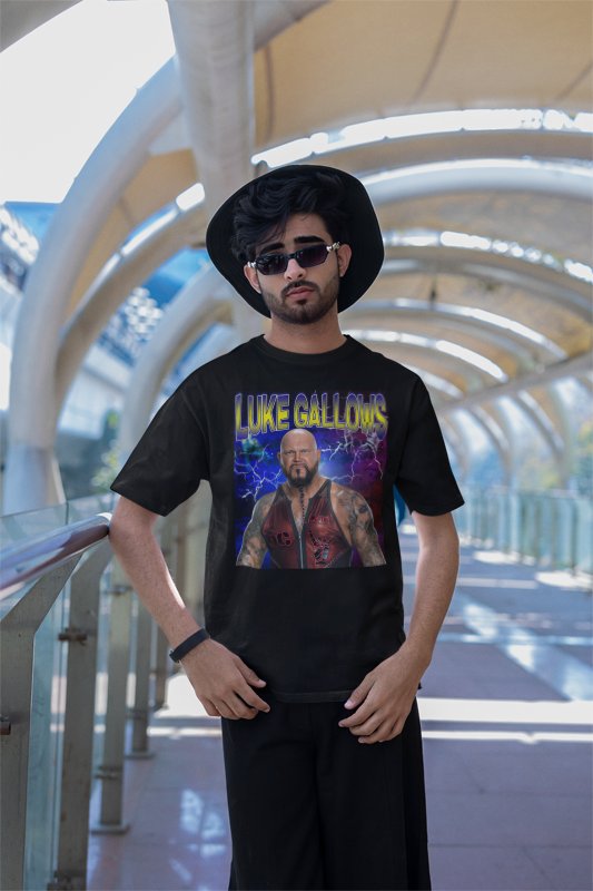 Load image into Gallery viewer, Luke Gallows Highlight Black T-shirt by EWS | Extreme Wrestling Shirts