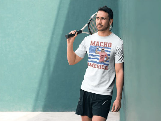Macho Man Randy Savage America USA Flag Mens White T-shirt Sports Mem, Cards & Fan Shop > Fan Apparel & Souvenirs > Wrestling by EWS | Extreme Wrestling Shirts