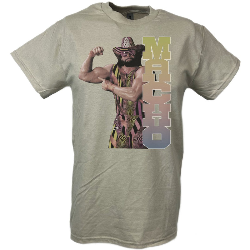 Load image into Gallery viewer, Macho Man Randy Savage Bicep Flex Tan T-shirt Sports Mem, Cards & Fan Shop > Fan Apparel & Souvenirs > Wrestling by Extreme Wrestling Shirts | Extreme Wrestling Shirts