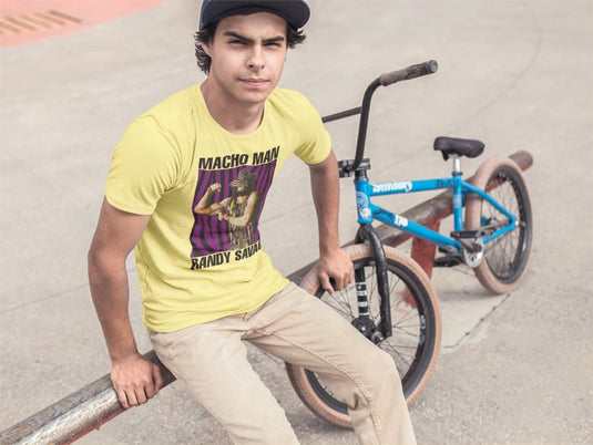 Macho Man Randy Savage Bicep Pose Mens Yellow T-shirt Sports Mem, Cards & Fan Shop > Fan Apparel & Souvenirs > Wrestling by EWS | Extreme Wrestling Shirts