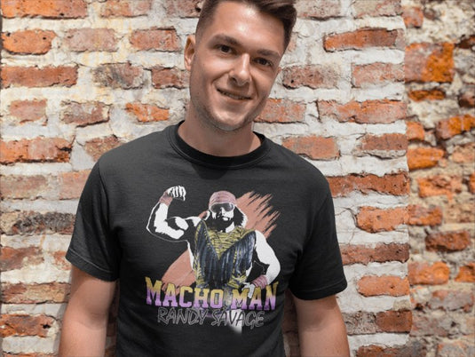 Macho Man Randy Savage Bicep Pose WWE Mens Black T-shirt Sports Mem, Cards & Fan Shop > Fan Apparel & Souvenirs > Wrestling by EWS | Extreme Wrestling Shirts