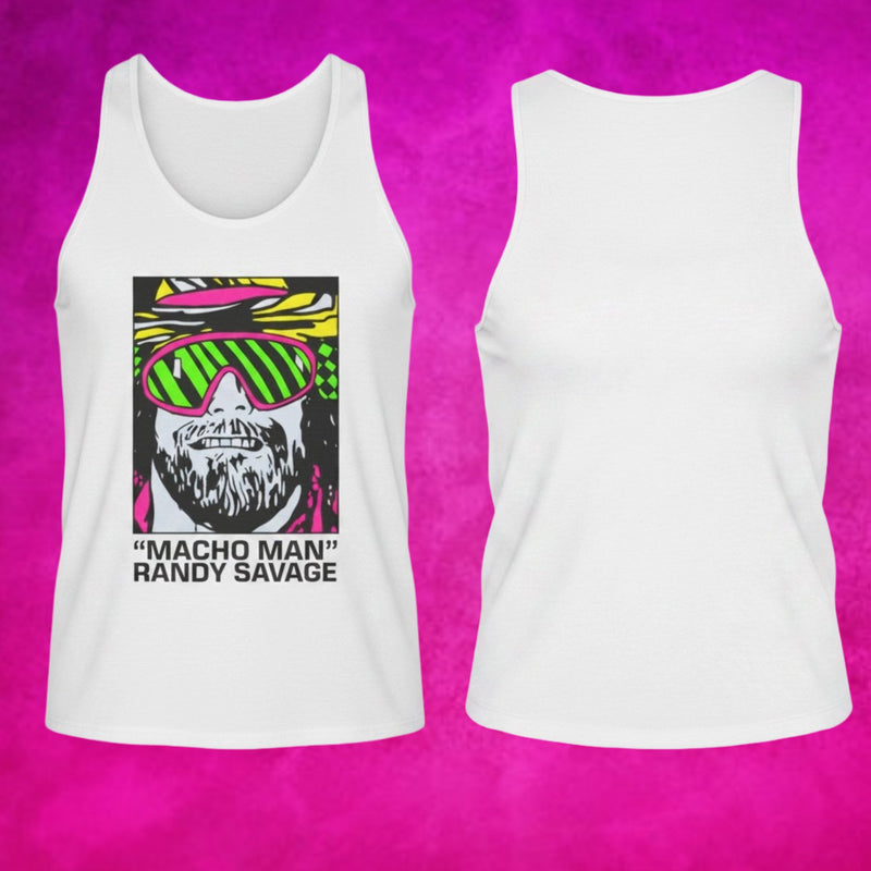 Load image into Gallery viewer, Macho Man Randy Savage Cartoon Mens White Tank Top by EWS | Extreme Wrestling Shirts