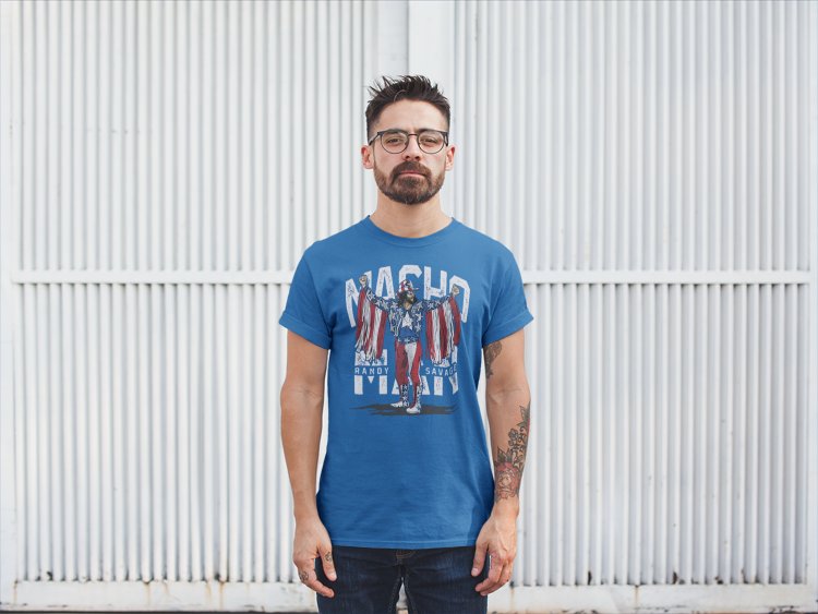 Load image into Gallery viewer, Macho Man Randy Savage Stars And Stripes USA T-shirt by EWS | Extreme Wrestling Shirts