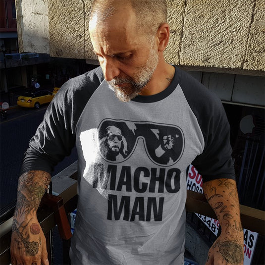 Macho Man Randy Savage Sunglasses Mens Half Sleeve Gray T-shirt Sports Mem, Cards & Fan Shop > Fan Apparel & Souvenirs > Wrestling by EWS | Extreme Wrestling Shirts