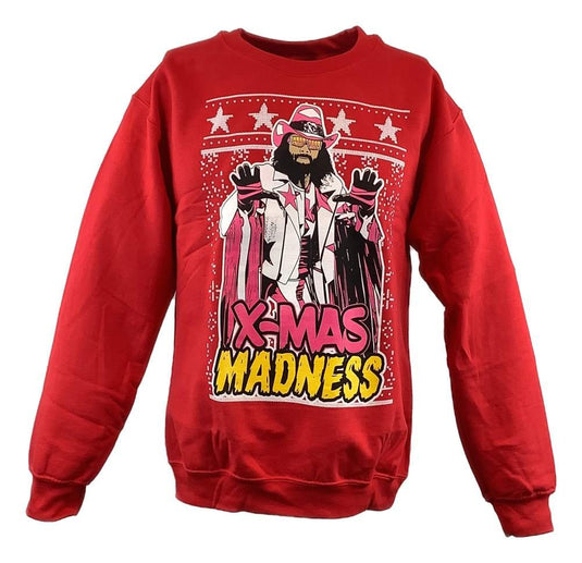 Macho Man Randy Savage Ugly X-mas Madness Red Christmas Mens Sweater by WWE | Extreme Wrestling Shirts
